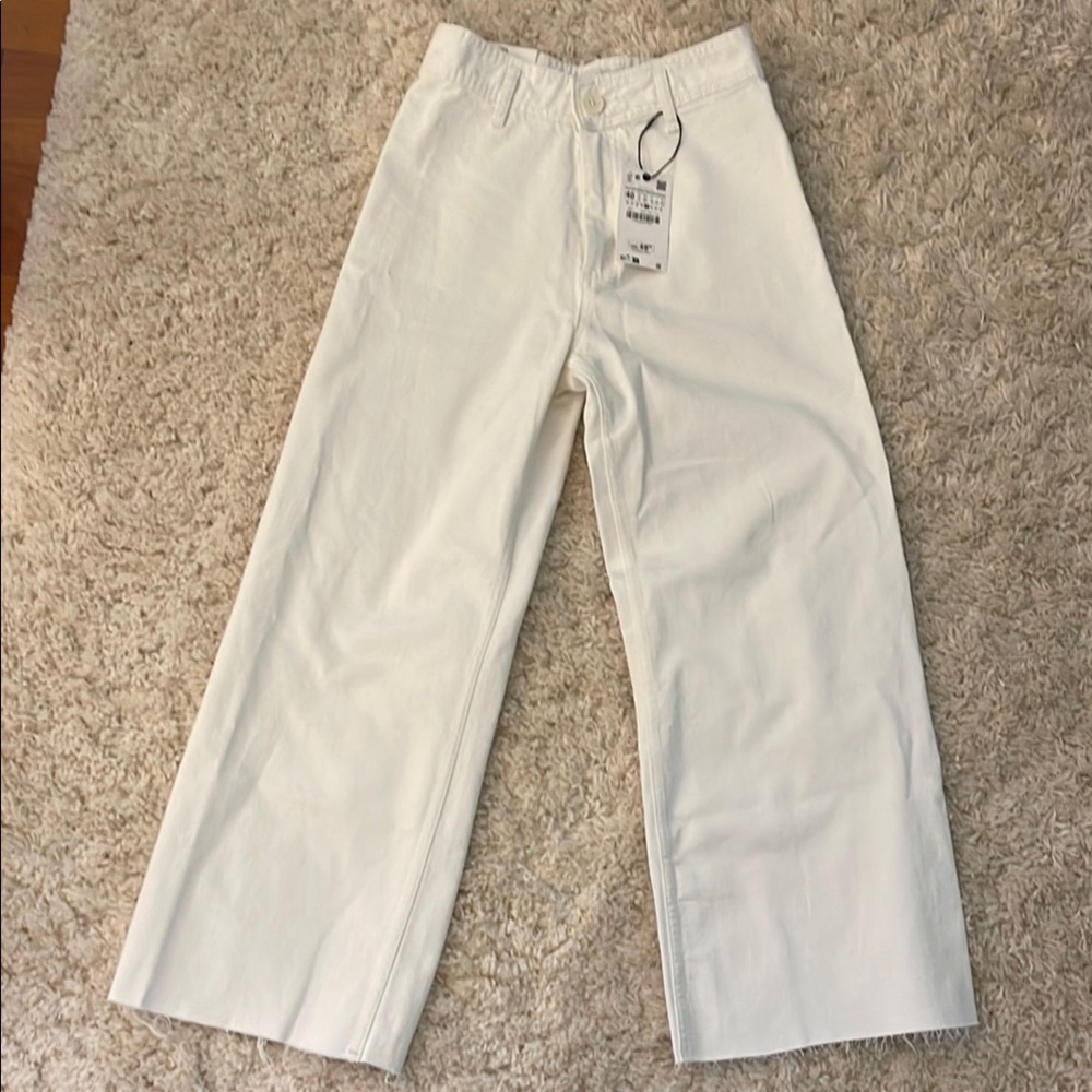 NWT - Zara White Wide Leg Denim
